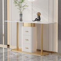 Table console d'entrée moderne de luxe léger, simple, avec panneau mural décoratif en pierre, personnalisable pour le salon