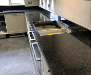 प्राकृतिक नेग्रो एंगोला काले ग्रेनाइट किंग काले पत्थर की पट्टियों की परियोजना कट आकार पॉलिश फ्लड पानी-जेट फिनिश रसोई सिंक - Product Image 4