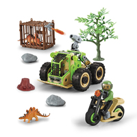 118 pièces DIY Scène de capture de dinosaures Mini-voitures Briques Blocs de construction Jeux de construction Jouet