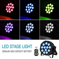 Projecteurs LED Par RGBW U`King à piles rechargeables avec 12 perles lumineuses pour mariages, bars, KTV, fêtes et scènes, avec télécommande