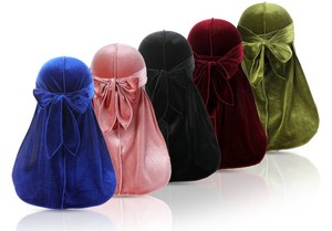 Velvet Soft Durags Men <b>Women</b> Long Double Wide Straps Silky Durag Liner Stitched for 360 Waves <b>Cap</b> Promotion Gift - Product Image 4