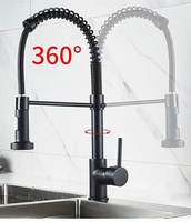 Robinet de cuisine moderne en laiton à montage sur plan, avec douchette extractible, noir, à ressort, vente chaude, pour usine et vente en gros