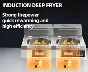 Friteuse professionnelle double cuve en acier inoxydable pour poulet AM-CD8F201, friteuse de table - Product Image 3