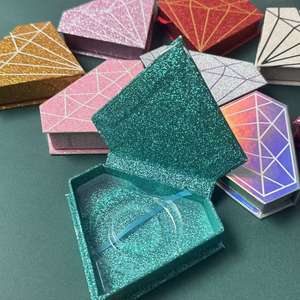 במלאי lash תיבות יהלום בצורת מינק ריסים ריקים עבור פס ריסים שרוכים עבור פס ריסים מותאם אישית לוגו ריק תיבת ריסים למכירה - Product Image 2