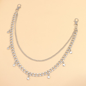 Cadena de cintura clásica 3D con estrella, de aleación de zinc, estilo hip hop, para uso diario, cadena para pantalones con diseño de doble anillo. - Product Image 3