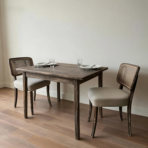 Comfortable Upholstered Accent Oak Wood Rattan <b>Back</b> Leisure Lounge Side Dining Chair with <b>Cushion</b> - Product Image 6