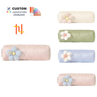 Pochette cosmétique matelassée florale, organiseur de pinceaux de maquillage cylindrique, trousse de voyage zippée en polyester pour femmes