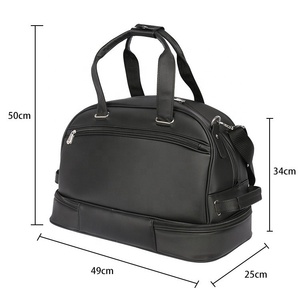 Bolsa de Golf Impermeable Estilo Boston Negra, Material PU, Cierre de Cremallera, Impresión de Logotipo Personalizado, Correa de Hombro Simple, 48*28*30cm - Product Image 2