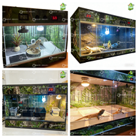 Thermostat intelligent double pour terrarium d'oiseaux et de reptiles, cage pour animaux de compagnie avec porte coulissante en verre, prise de lampe en céramique, contrôle de la lumière chauffante pour l'élevage