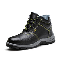 Bottes de sécurité en cuir à lacets OEM avec tige en cuir de vachette gaufré, résistantes aux acides et aux alcalis, antidérapantes pour les sites chimiques, pour hommes