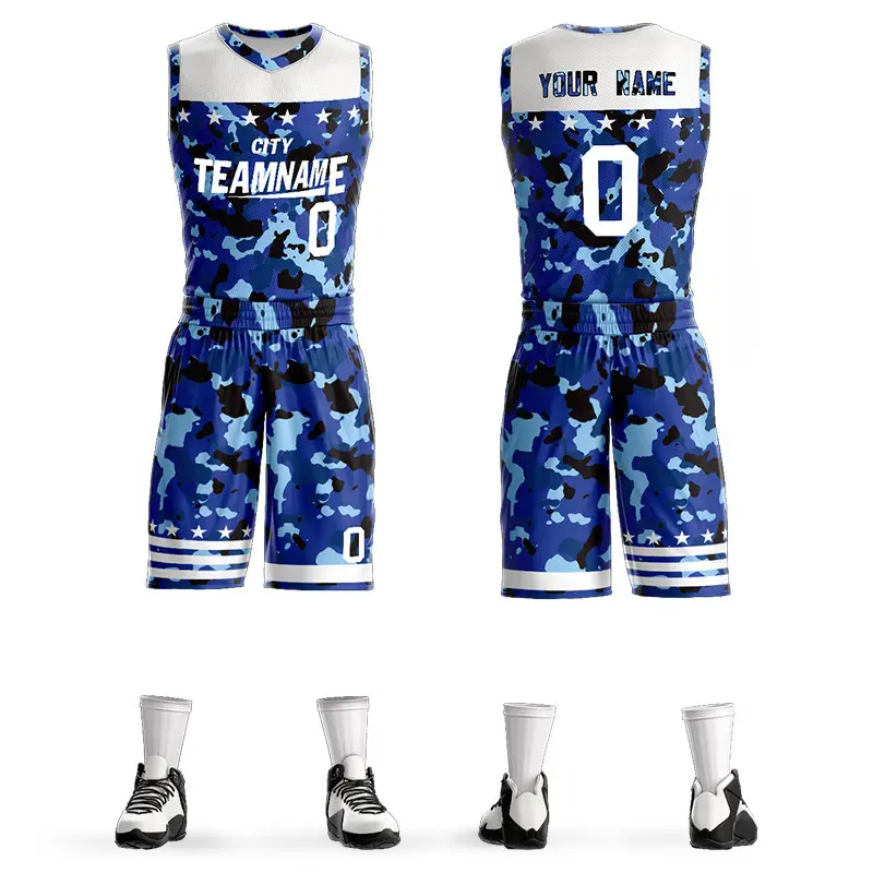 Neueste Stil Team reversible Tarnung Basketball Kleidung billige Sublimation Basketball Trikots Uniform
