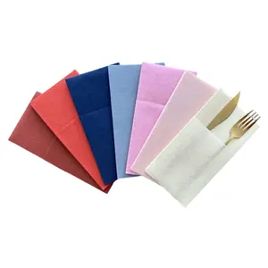 ملونة المطعم ورق مناديل المائدة ادوات المائدة جيب مناديل العشاء المخصصة مناديل مائدة