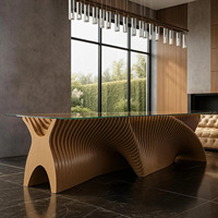 Bureau de réception en bois au design ondulé pour la maison, le restaurant, le hall d'entrée, le comptoir avant, meubles sur mesure