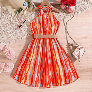 Adolescent Filles Sans Manches Princesse D'été Grande <span class=keywords><strong>Fille</strong></span> Robe À Volants Avec <span class=keywords><strong>Ceinture</strong></span> 8-12Y - Product Image 6