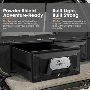 SAN HIMA 4x4 Pick-up tout-terrain avec tiroir de <span class=keywords><strong>coffre</strong></span>, système de rangement de <span class=keywords><strong>coffre</strong></span> de voiture, tiroir de <span class=keywords><strong>coffre</strong></span> en alliage d'aluminium de 900 mm, capacité de charge de 90 kg, noir, verrouillable - Product Image 2