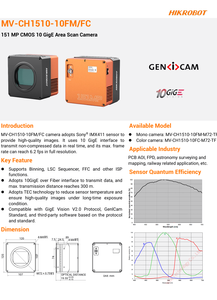 Caméra HIK ROBOT MV-CH1510-10FM-M72-TF 151MP Mono Fibre 10GigE <span class=keywords><strong>à</strong></span> Refroidissement TEC Monture M72 pour FPD Super Grand Format et AOI de PCB Haute Précision - Product Image 5