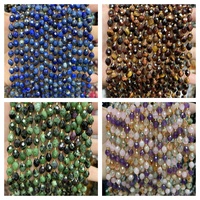Pierre naturelle Prehnite 6x8mm, Lapis Lazuli jaune taillé en forme de riz à double pointe, cristal tour, fait main, pour bracelet et collier DIY