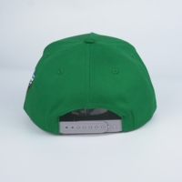 Gorra de Béisbol Personalizada de 5 Paneles, 100% Algodón Twill, Corona Verde, Visera Gris Claro, Bordado 3D a Todo Color, Parche Tejido