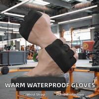 Gants de fitness noirs à demi-doigts en néoprène pour la musculation et l'entraînement en salle de sport, antidérapants avec sangle de poignet réglable