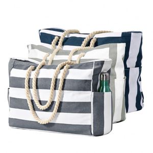 Sac fourre-tout en toile imperméable avec fermeture éclair, sac de plage à bandoulière, grands sacs à main pour femmes - Product Image 1