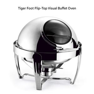 En gros, ensemble de réchaud de buffet rond en acier inoxydable de 6 pintes avec couvercle roulant, bac à aliments, bac à eau et supports à combustible pour la restauration - Product Image 3