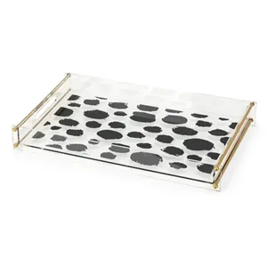 YAGELI new design leopard acrylic trays bulk transparent clear lucite cosmetic tray printing