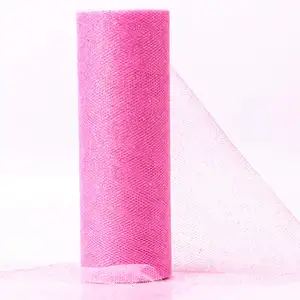 6 Inch Door 10 Yards Glitter Roze Tulle Roll Stof Bouten Voor Craft Hobby Wedding Party
