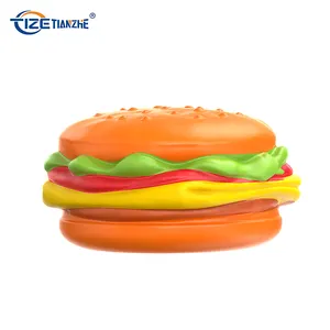 Nova Chegada Pet Fornecedor Ultra Durável Não-Tóxico Hamburger Squeaky Dog Chew Toy Para O Cão Pequeno