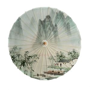 Sombrilla de papel encerado de madera hecha a mano GUANSEN GS44 de 84 cm, diseño elegante y recto, estampada, para bodas y fiestas. - Product Image 1