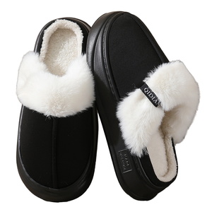 Chaussons d'intérieur chauds et douillets pour l'automne et l'hiver, pour hommes et femmes, avec fourrure et doublure en peluche, semelle extérieure en EVA, vente en gros transfrontalière - Product Image 1