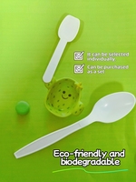 Ensemble de couverts jetables compostables Cuillères jetables blanches longues personnalisées Cuillère de la série G de 6 pouces Cuillère à crème glacée