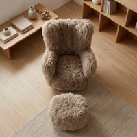 Fauteuil d'appoint moderne et relaxant, style mi-siècle, avec dossier échelle en bois massif, inclinable manuel et rembourré en mousse, pour salon, chambre et maison