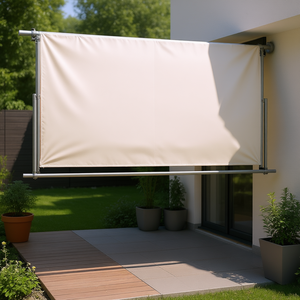 Tenda Laterale Retrattile Manuale con Telaio in Alluminio e Tessuto in Poliestere, Montaggio a Parete, Ombreggiante Moderno per Esterni - Product Image 2