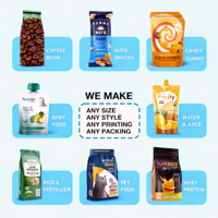 Sachet refermable personnalisé de qualité alimentaire pour l'emballage de snacks, café, thé et aliments pour animaux de compagnie