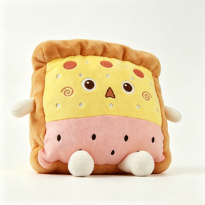 Peluche personnalisée en forme de pain carré avec couches de jambon et de fromage, jouet en peluche brodé avec couche de fromage à pois pepperoni - Product Image 3
