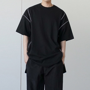 <strong>Custom</strong> Screen Print High Quality Tshirt <strong>Merch</strong> 100% Cotton Heavyweight Drop Shoulder Reflective StreetWear Oversized Men T Shirts - Product Image 4