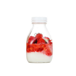 Bouteille en verre vide de boisson au lait de 500ML avec bouchon en plastique bouteille de jus de framboise transparente étiquette personnalisée sérigraphiée - Product Image 3
