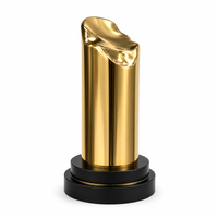 Trophée en métal grainé avec plaque en cuivre et texture de nœud tourbillonnant, récompense métallique personnalisée pour le sport, impression UV, cadeaux promotionnels pour salons professionnels