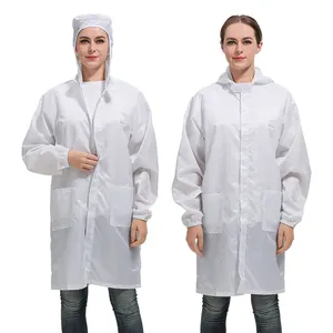 Unisex ESD Antistatic Hooded Coat Lab Safety Cleanroom Clothing Anti-Static Smock For Cleanroom