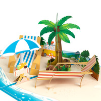 GD AG01318 Carte de vœux 3D pop-up Fête de l'anniversaire sur la plage Faite à la main Style Amour DIY Impression UV Papier couché Lamination mate US
