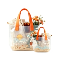 Sac fourre-tout transparent en PVC personnalisé à faible quantité minimale de commande, idéal pour cadeaux et plage