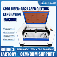 Machine de découpe laser CO2 à fibre LCCNLASER, équipement de gravure pour métaux et non-métaux, double source 1390, acier inoxydable, acrylique, bois