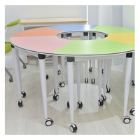 Bureau d'étude scolaire rond Offre Spéciale Table d'équipe polygone bureau de formation moderne avec chaises pour étudiant ou adulte