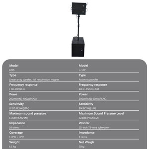 Système de sonorisation professionnel à colonne double 5 pouces en néodyme DBK avec caisson de basses amplifié 15 pouces pour scène, événements et clubs - Product Image 5