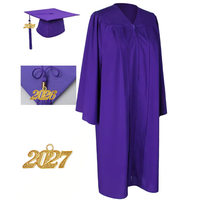 Ensemble de Robe de Remise de Diplôme en Polyester Mat avec Toque et Écharpe Noirs, Tenue Académique Unisexe pour Adulte, Idéal pour Cérémonie de Remise des Diplômes, Personnalisable