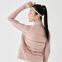 Xsunwing-Vêtements de sport à fermeture à glissière complète pour femmes, vestes de course d'extérieur à col montant et à manches longues, manteau de yoga chaud en duvet avec trou pour le pouce