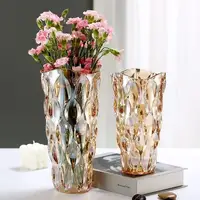 Vaso di cristallo di lusso nordico chiaro soggiorno e Hotel composizione floreale vaso decorazione floreale rosa decorazione vaso