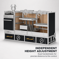 Barbecue d'extérieur de grande taille, style argentin, pour comptoir, robuste, multifonction, avec fumoir double en acier inoxydable à levage, pour cuisson au feu de bois