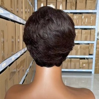 Perruque Coupe Pixie Perruques Complètes pour Femmes Cheveux Lisses Courts Bob Sans Lacet Pré-Épilés Cheveux Humains Brésiliens