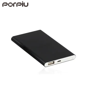 PORPIU Custom Logo Mini Thin High Capacity Power Bank 5000mAh LED Display Quick Charge Support USB Output Micro USB Input